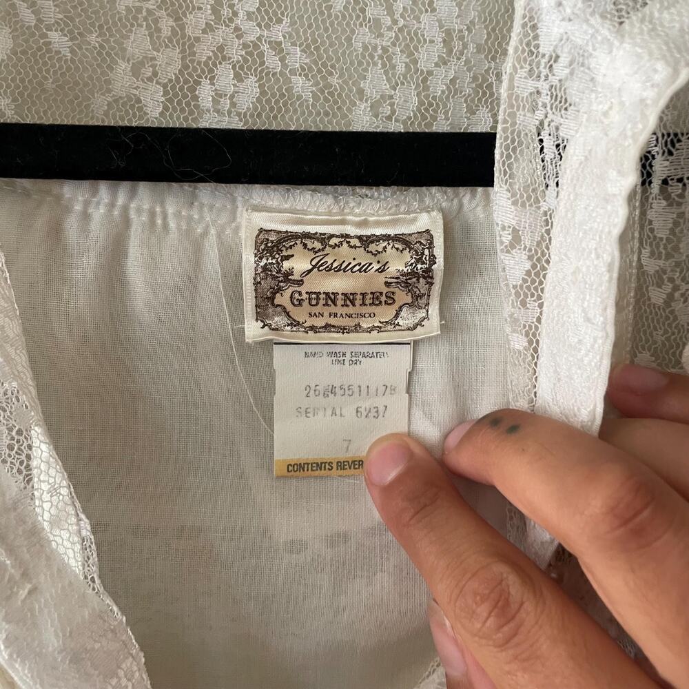 70s Gunne Sax Edwardian Lace Ruffle Blouse Victorian White Top 1970s size small - Picture 9 of 10